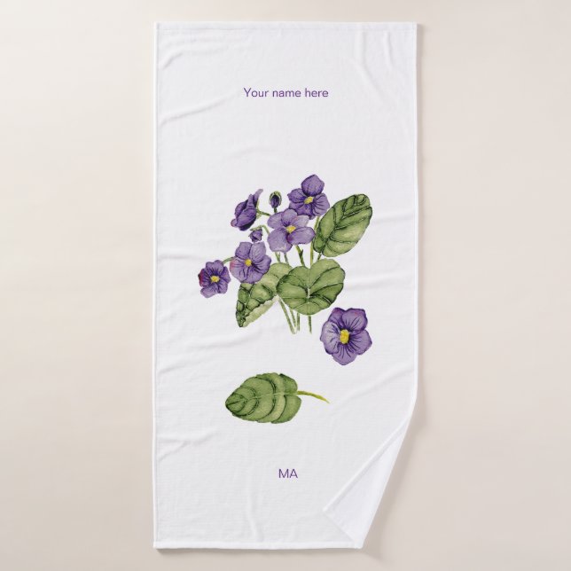 Lila violette Aquarelltücher Badhandtuch Set (Badehandtuch)