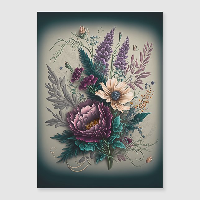 Lila Violette Blume Bouquet für Valentine Magnetkarte (Vorderseite)