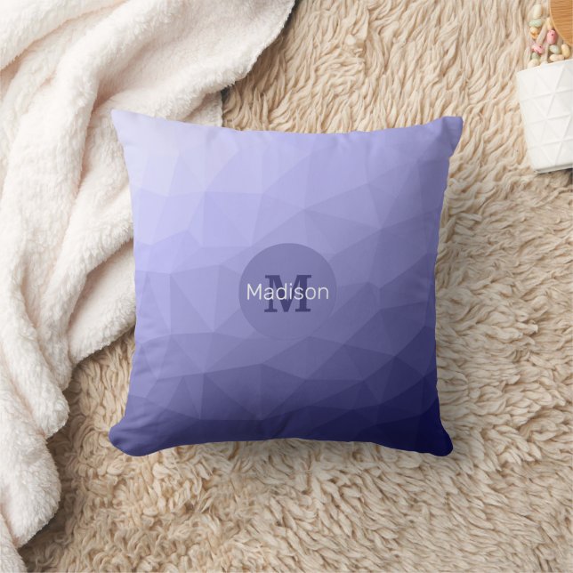 Lila violette Maschenöffnung Monogram Kissen (Decke)
