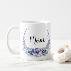 Lila Violette Mutti Tasse Wasserfarben Blumen Zart