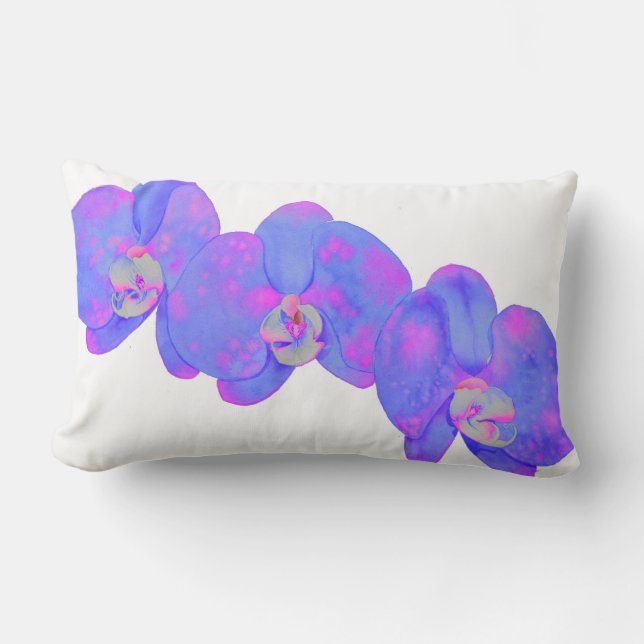 Lila violette Orchideenmalerei Lendenkissen (Vorderseite)