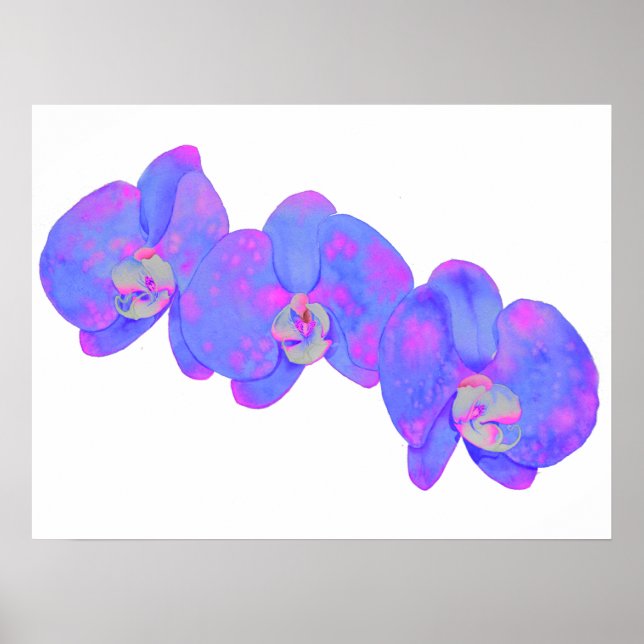 Lila violette Orchideenmalerei Poster (Vorne)