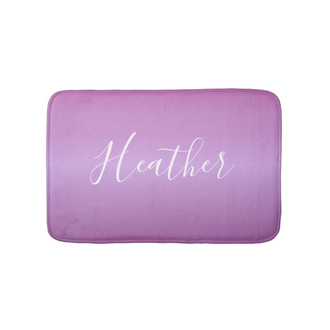 Lila Violette und benutzerdefiniertes weißes Skrip Badematte (Vorderseite)
