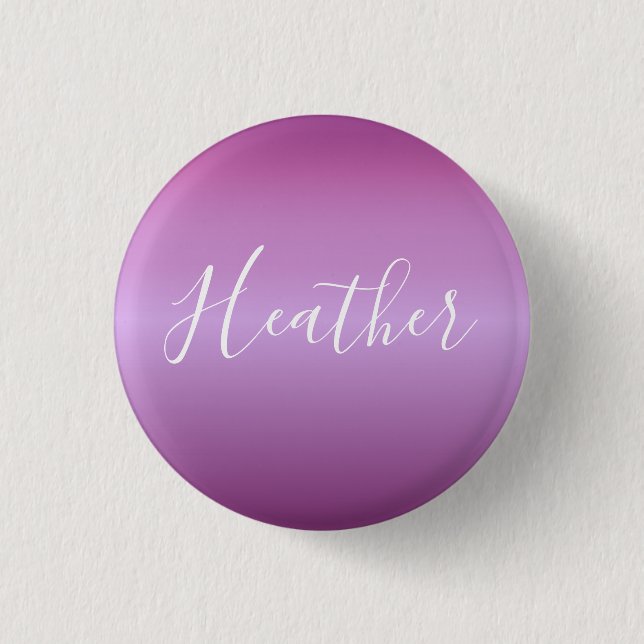Lila Violette und benutzerdefiniertes weißes Skrip Button (Vorderseite)