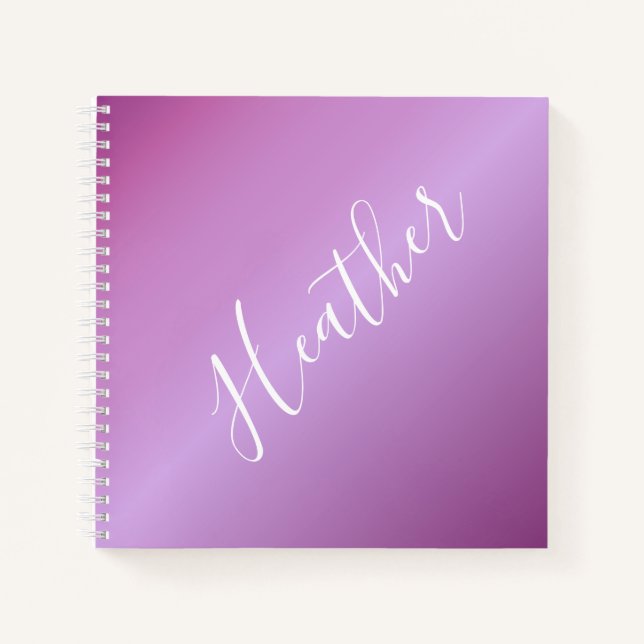 Lila Violette und benutzerdefiniertes weißes Skrip Notizbuch (Vorderseite)