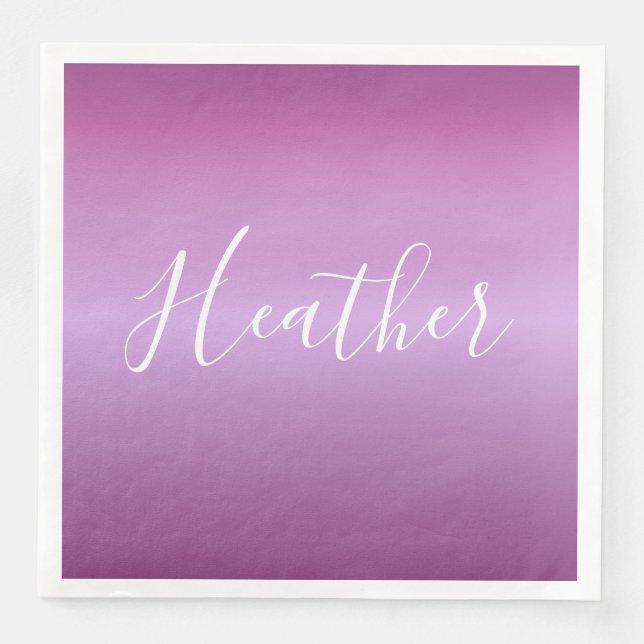Lila Violette und benutzerdefiniertes weißes Skrip Serviette (Vorderseite)