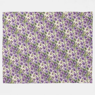 Lila Violetten auf Weiß Fleecedecke