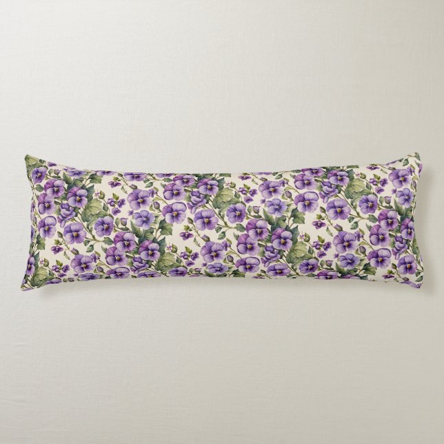 Lila Violetten auf Weiß Seitenschläferkissen (Vorderseite)