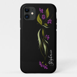 Lila Violetten Blumenschwarz Case-Mate iPhone Hülle