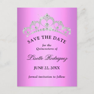Lila violetter Quinceanera-Save-The-Date-Karte Postkarte