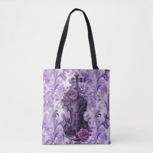 Lila Violine auf Lilac Floral Large Shoulle Tasche