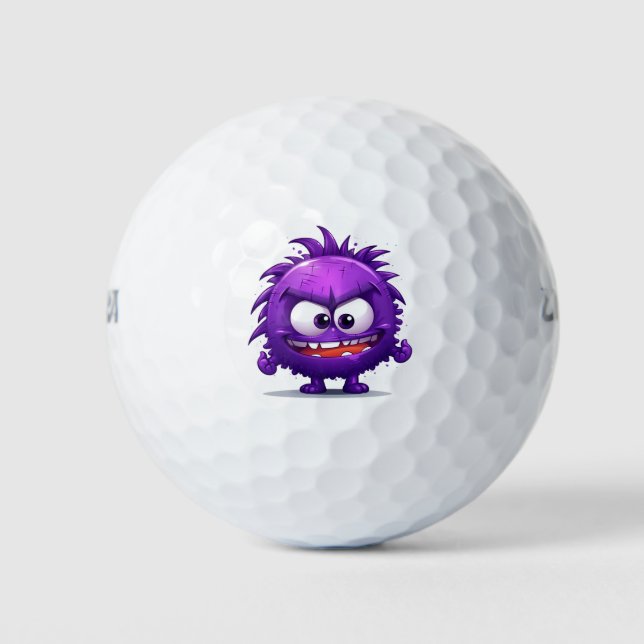 Lila Virus-Monster-Cartoon Golfball (Vorderseite)