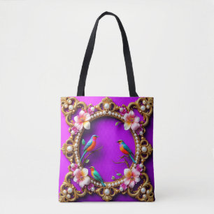🐦 Lila Vögel Tragetasche Natur Blumenstil 🌸✨ Tasche