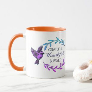 Lila Vogel und floraler Kranz Kaffeetasse