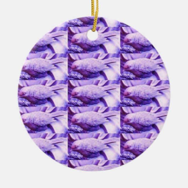 Lila Vogelstatuen Keramikornament (Vorne)