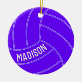 Lila Volleyball Custom Text Weihnachtsdekoration Keramik Ornament