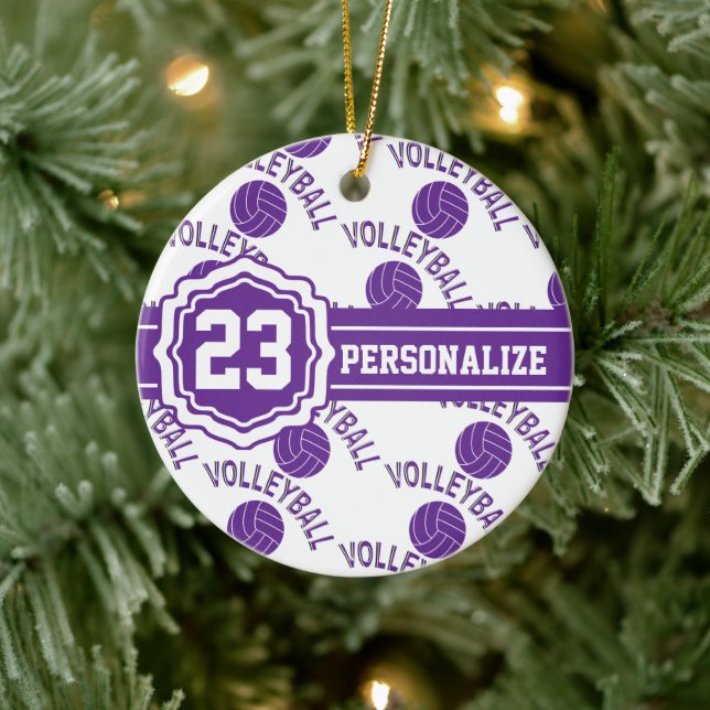 Lila Volleyball | DIY Name and number Keramik Ornament (Baum)