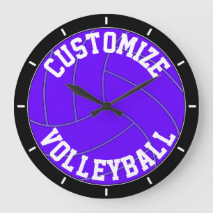Lila Volleyball-kundenspezifische Große Wanduhr