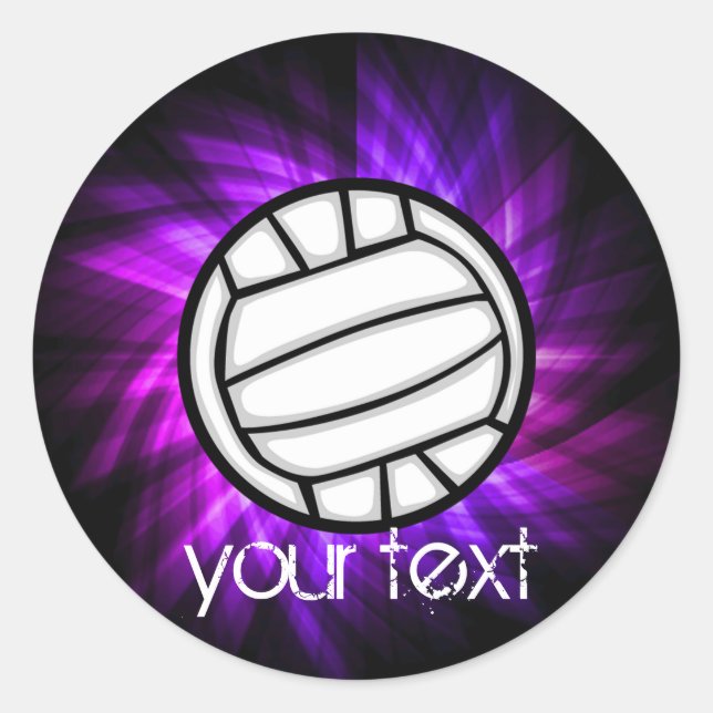 Lila Volleyball Runder Aufkleber (Vorderseite)