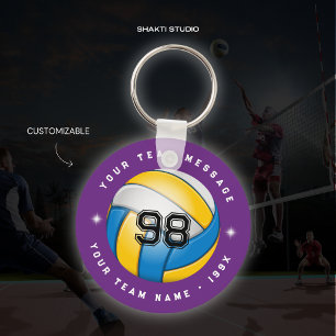 Lila Volleyball-Sportteam-Rundschlüsselanhänger Schlüsselanhänger