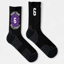 Lila Volleyball-Teamname und Spielernummer Socken