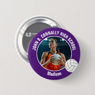 Lila Volleyballspieler-Foto High School-Spirit Button
