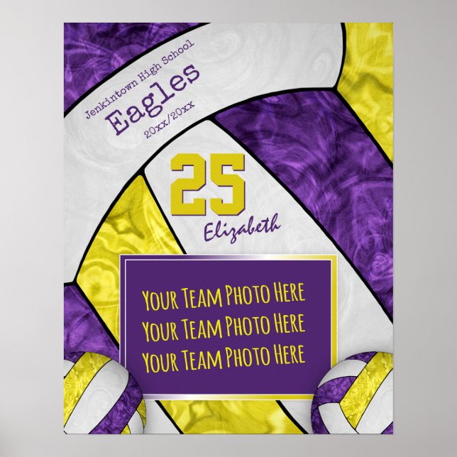 lila Volleyballteam-Foto Poster (Vorne)