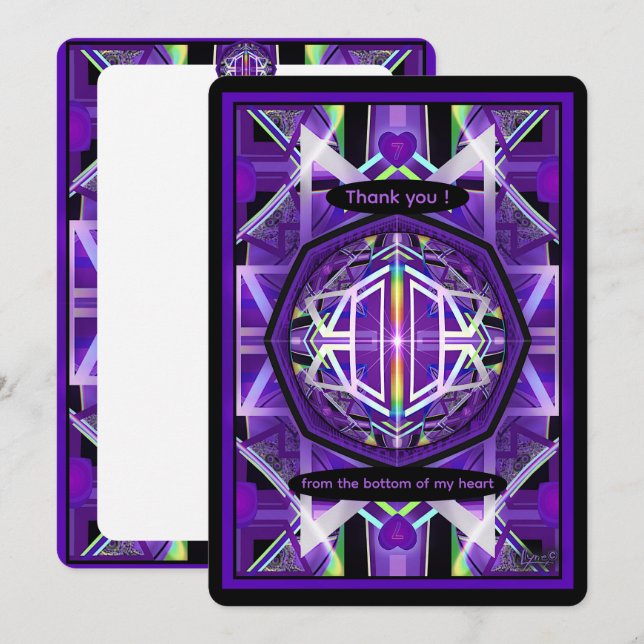 Lila W3 Dankeskarte (Vorne/Hinten)