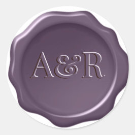 Lila Wachs-Siegel-Aufkleber-Monogramm, Runder Aufkleber