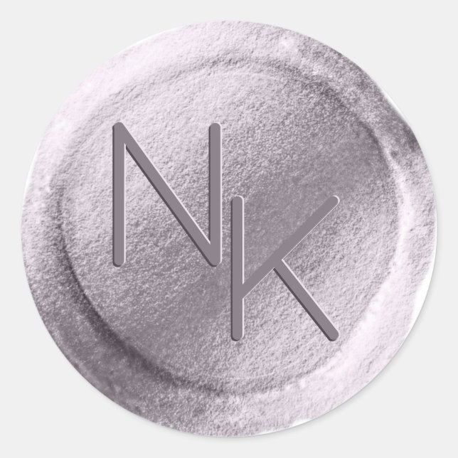 Lila Wachs-Siegel-Initial-Aufkleber Runder Aufkleber (Vorderseite)