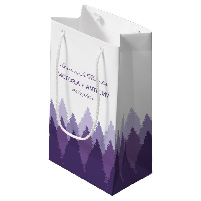 Lila Waldfläche Gastgeschenk Hochzeit Kleine Geschenktüte (Vorderseite Schrägansicht)