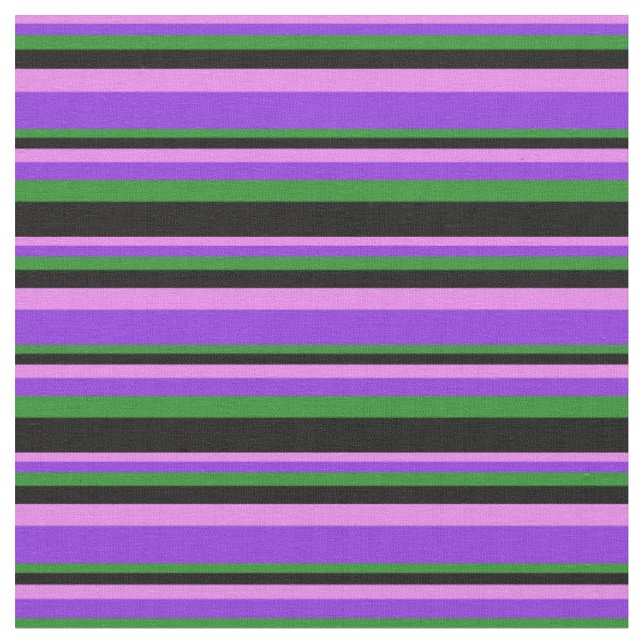 Lila, waldgrüne und schwarze Linien Stoff (Nahaufnahme)