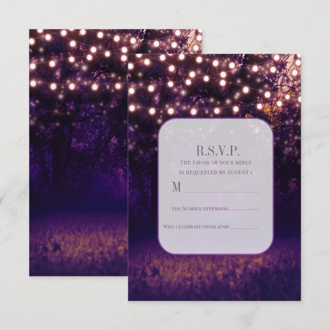 Lila Waldsonnenlichter mit RSVP-Hochzeit Einladung (Vorne/Hinten)