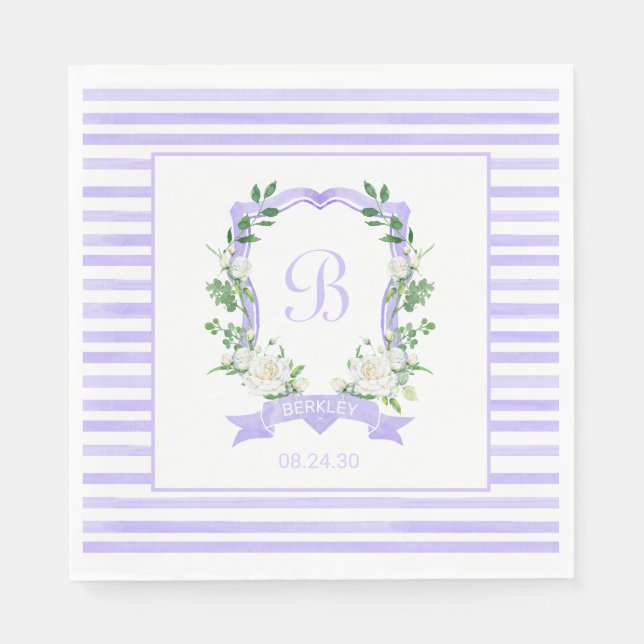 Lila Wappen Babydusche Serviette (Vorderseite)