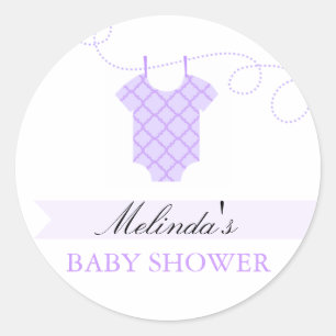 Lila Wäscheleine Moderne Babydusche Aufkleber