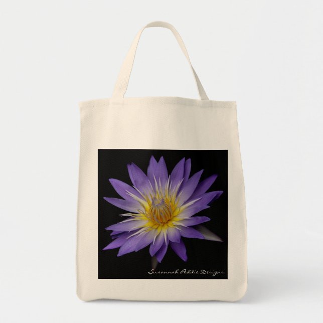 Lila Wasser-Lilien-Lebensmittelgeschäft-Tasche Tragetasche (Vorne)