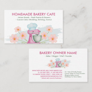 Lila Wasserfarbe Bäckerei-Logo Floral Visitenkarte