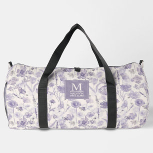 Lila Wasserfarbe Blumen Blumen Muster Duffle Bag