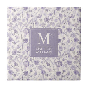 Lila Wasserfarbe Blumenmuster Fliese
