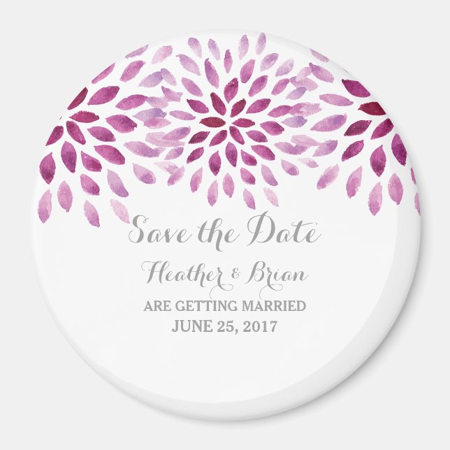 Lila Wasserfarbe Chrysanthemum Save the Date Magnet (Vorne)