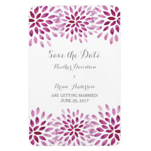 Lila Wasserfarbe Chrysanthemum Save the Date Magnet