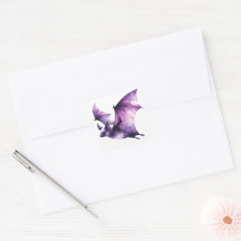 Lila Wasserfarbe für das Flying Bat Quadratischer Aufkleber