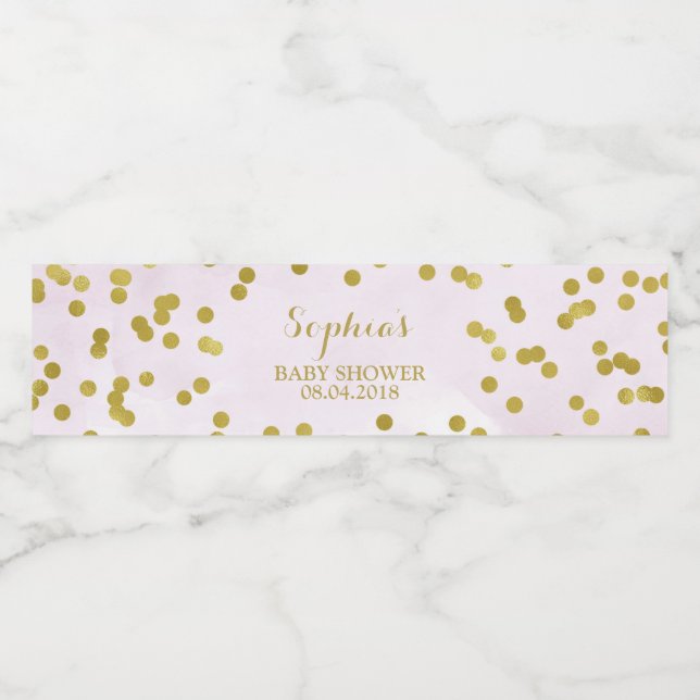 Lila Wasserfarbe Gold Confetti Babydusche (Einzelnes Label)