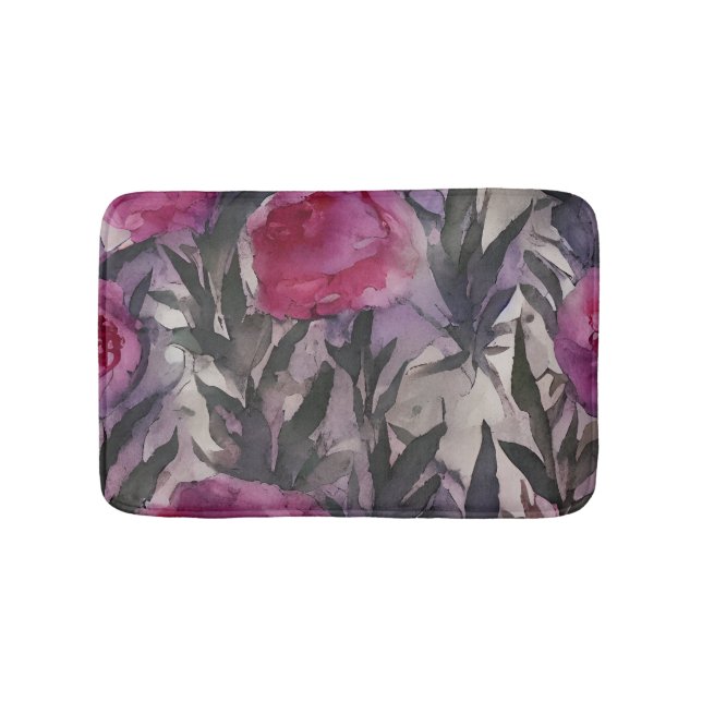 Lila Wasserfarbe Gothic Floral Badematte (Vorderseite)