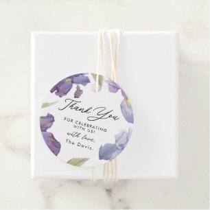 Lila Wasserfarbe Iris Floral Vielen Dank Geschenkanhänger