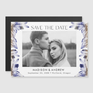 Lila Wasserfarbe Kristalle Foto Save-the-Date Magneteinladung