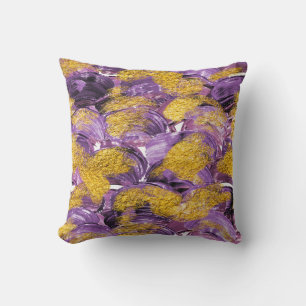 Lila Wasserfarbe: Kunstgoldene Fusion. Kissen