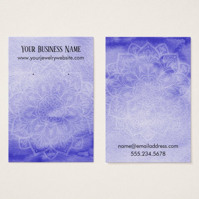 Lila Wasserfarbe Mandala Ohrensichtkarten (Vorne & Hinten)