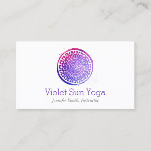 Lila Wasserfarbe Mandala Yoga und Wellness Visitenkarte