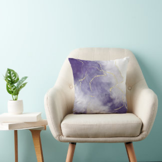 Lila Wasserfarbe Marmor Goldfolie abstrakt Luxus Kissen